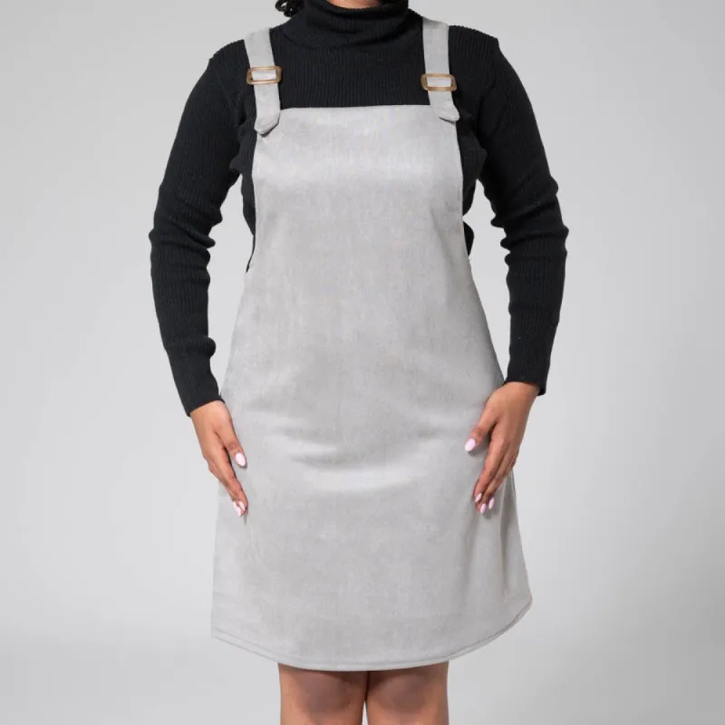 Grey Suede Scuba Pinafore Dress sold by Fashion World