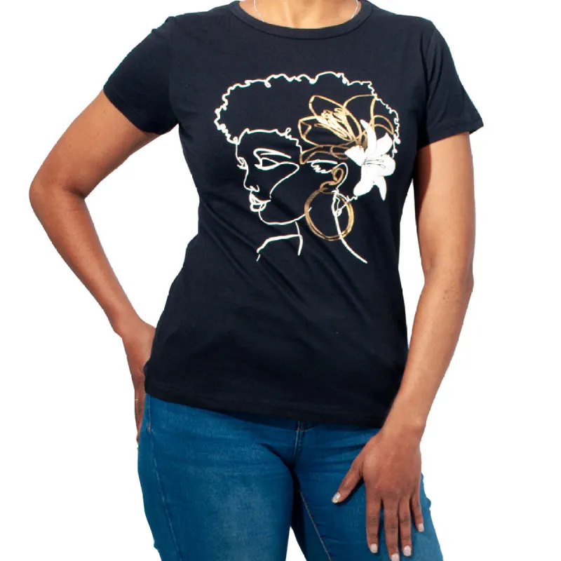 Black Front Print Tee sold by Fashion World