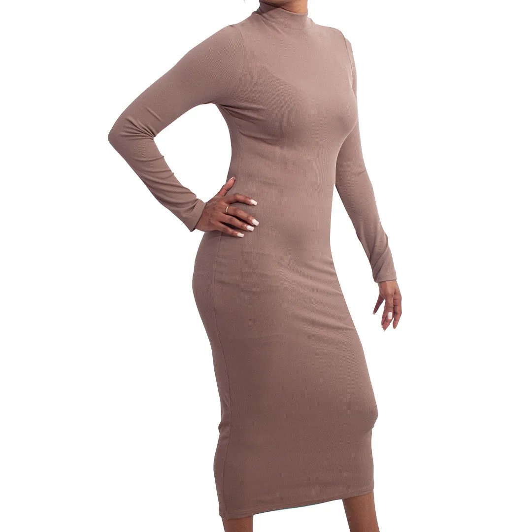 Taupe Ribbed Dress sold by Fashion World product image thumbnail 2