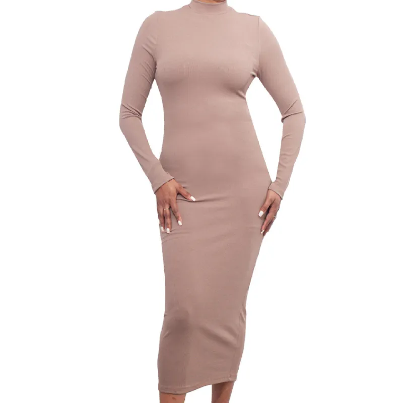 Taupe Ribbed Dress sold by Fashion World