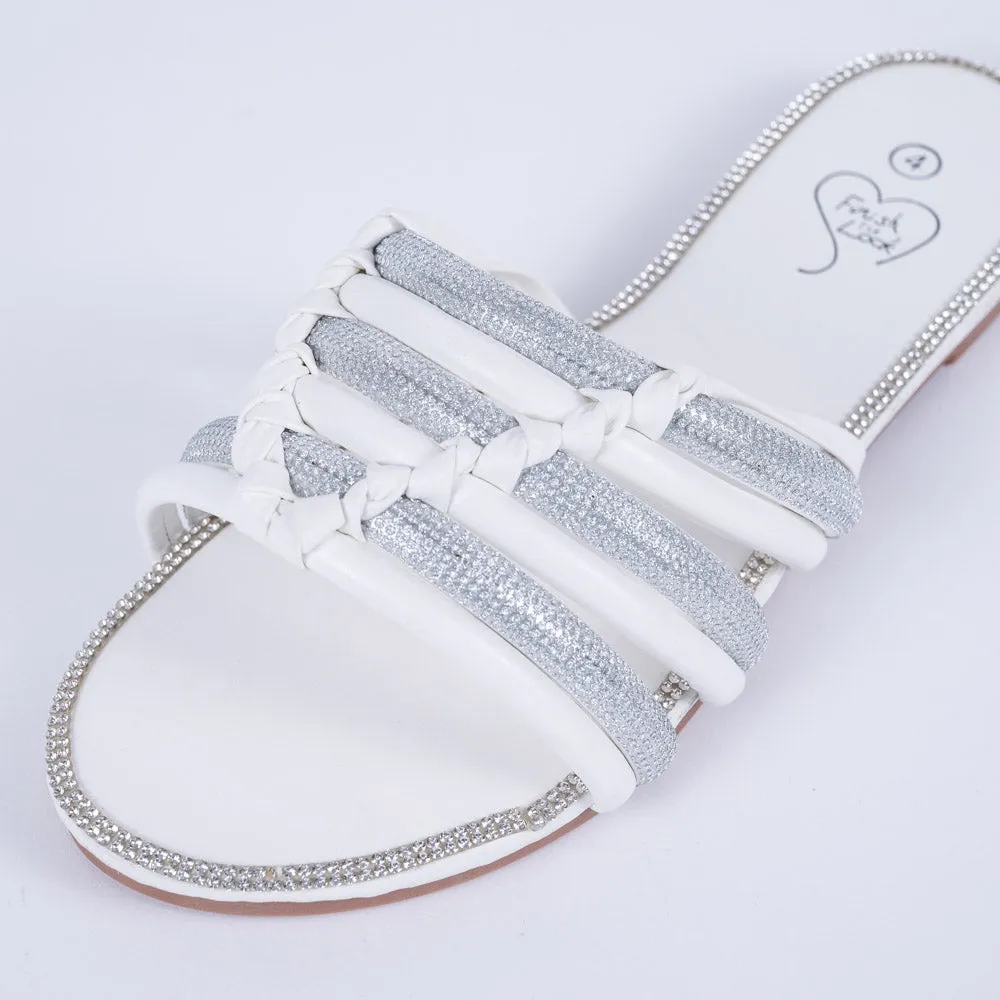 Ladies White Diamante Sandals sold by Fashion World product image thumbnail 4