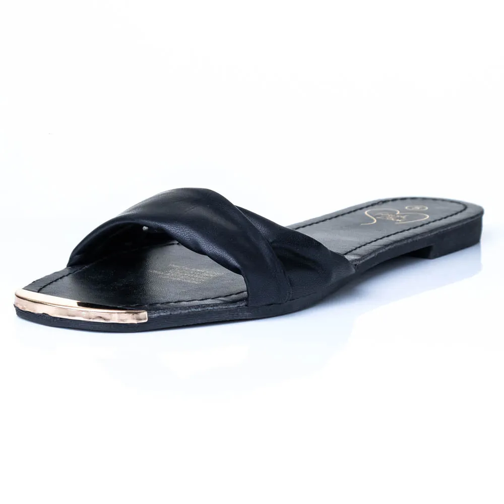 Black Toe Trim Sandals sold by Fashion World