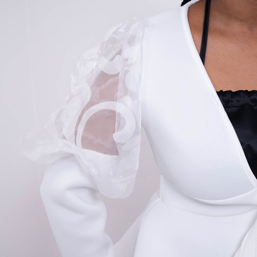 Mesh Contrast Ivory Scuba Blazer sold by Fashion World product image thumbnail 4
