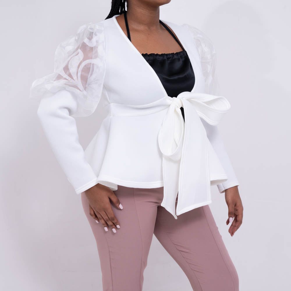 Mesh Contrast Ivory Scuba Blazer sold by Fashion World product image thumbnail 2