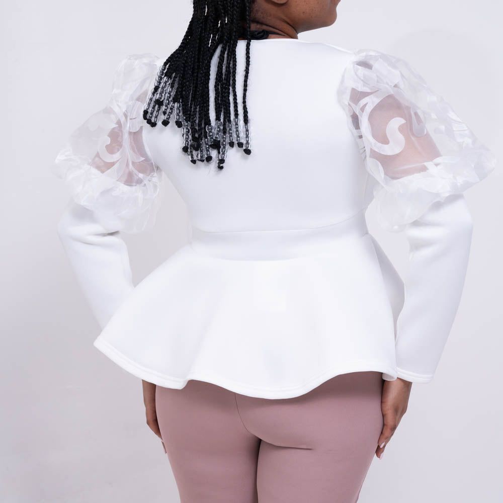 Mesh Contrast Ivory Scuba Blazer sold by Fashion World product image thumbnail 5