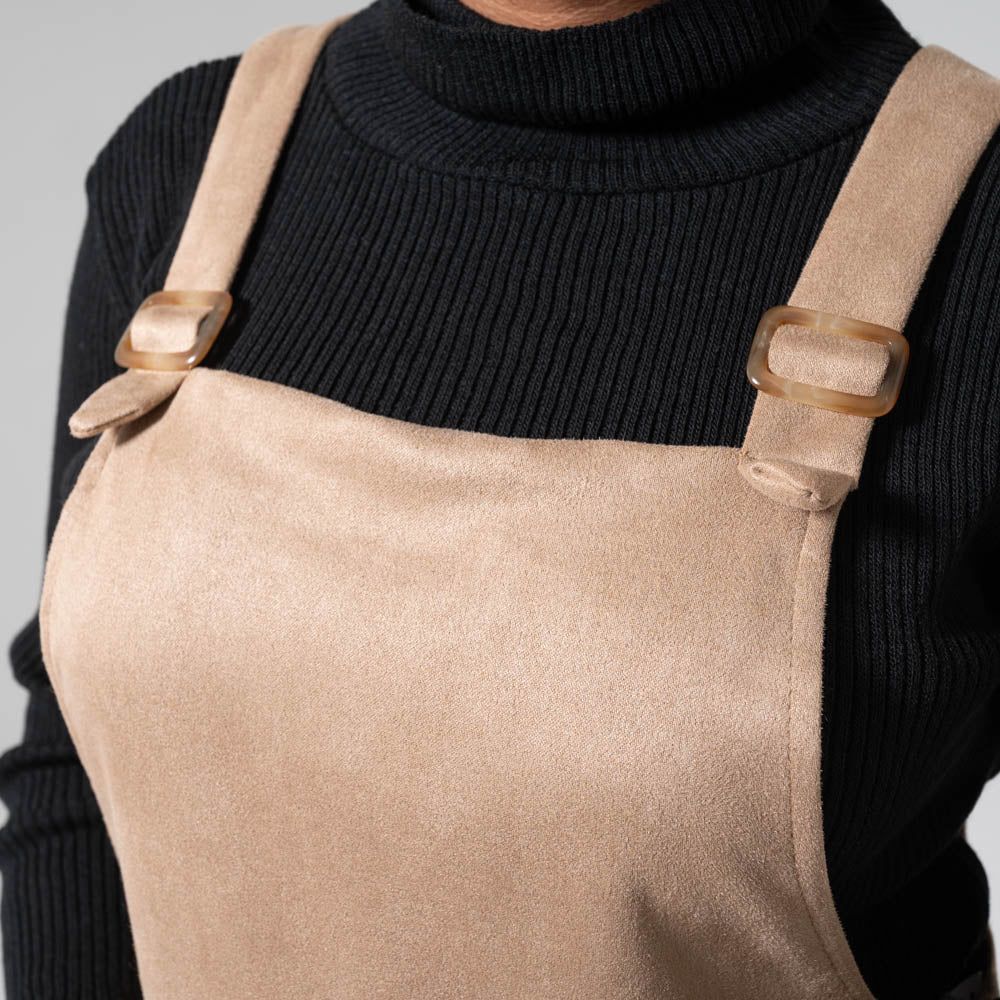 Mocca Suede Scuba Pinafore Dress sold by Fashion World product image thumbnail 3