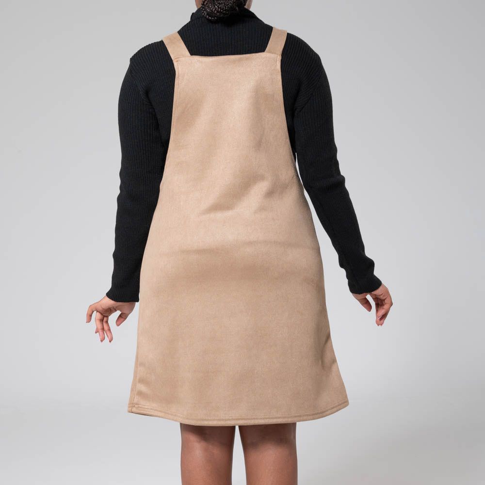 Mocca Suede Scuba Pinafore Dress sold by Fashion World product image thumbnail 5