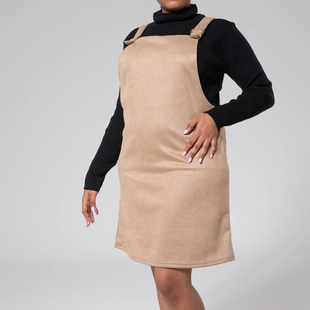 Mocca Suede Scuba Pinafore Dress sold by Fashion World product image thumbnail 4
