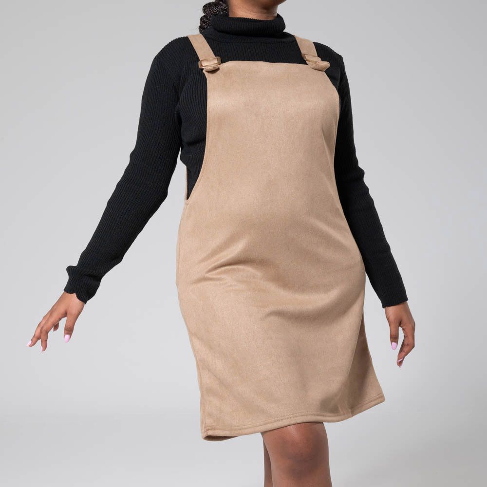 Mocca Suede Scuba Pinafore Dress sold by Fashion World product image thumbnail 2