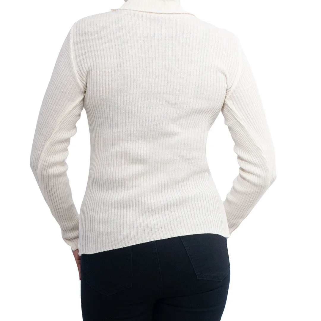 White Skinny Rib Poloneck sold by Fashion World product image thumbnail 2