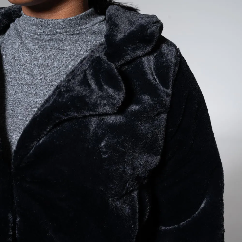 Long Sleeve Black Fur Crop Jacket sold by Fashion World product image thumbnail 4