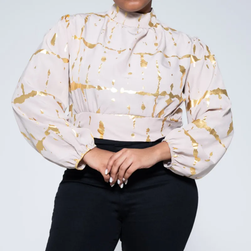 Stone Foil Print Crop Top sold by Fashion World