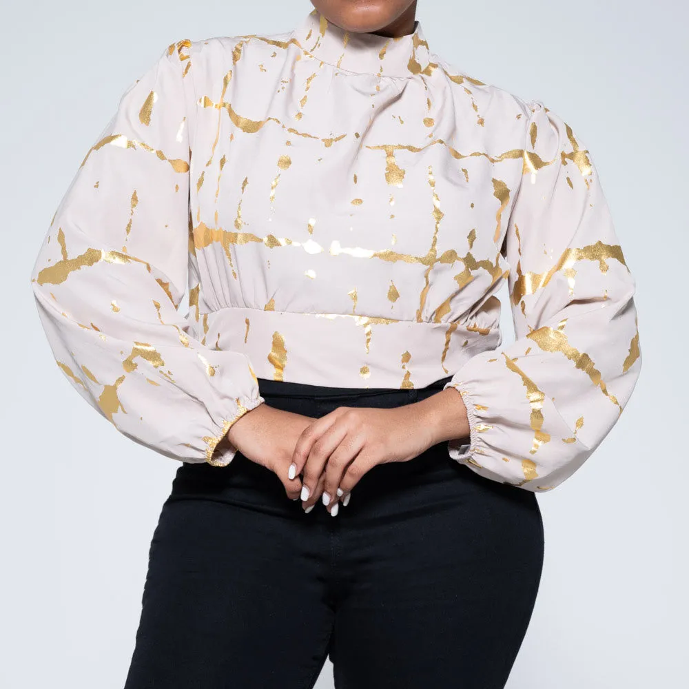 Stone Foil Print Crop Top sold by Fashion World