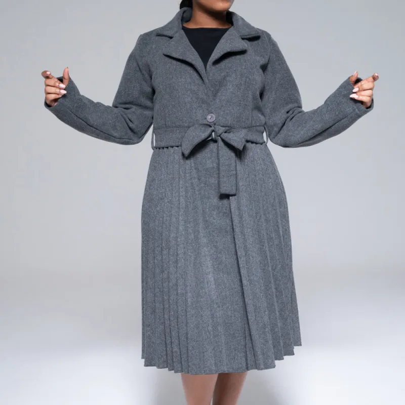 Grey Pleated Melton Jacket sold by Fashion World