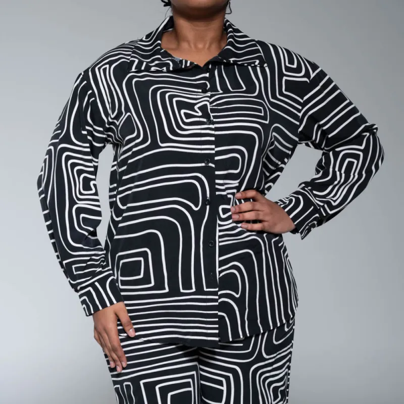 Printed Button Down Top sold by Fashion World