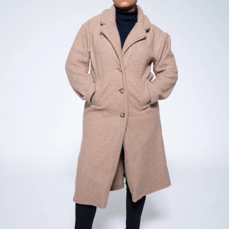 Camel Boucle Melton Jacket sold by Fashion World