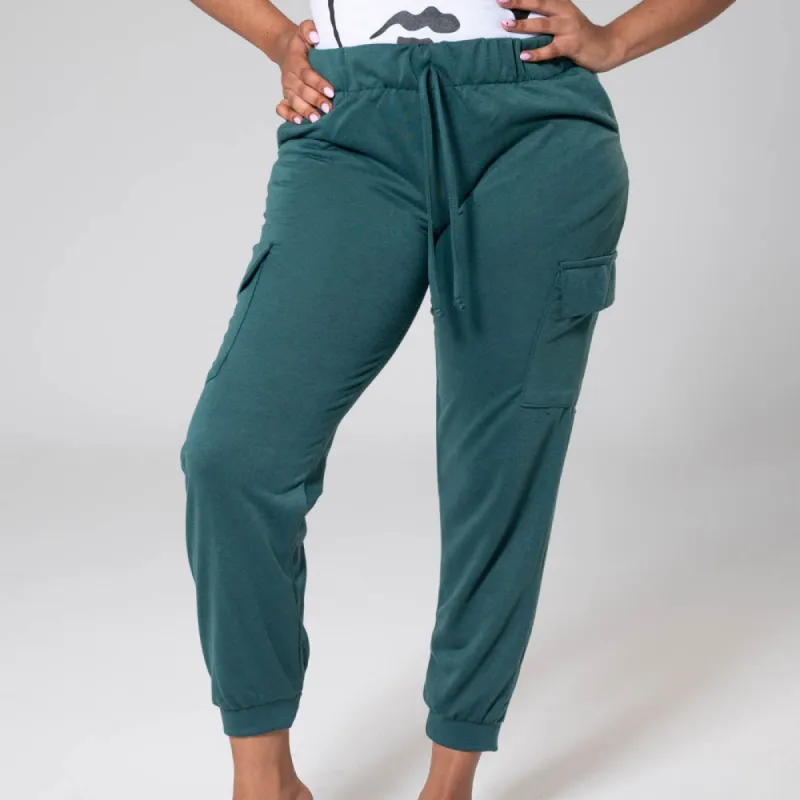 Bottle Green Cargo Joggers sold by Fashion World