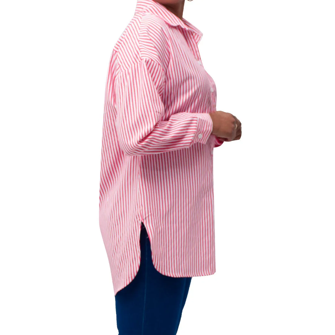 Cerise Striped Cotton Shirt sold by Fashion World product image thumbnail 2