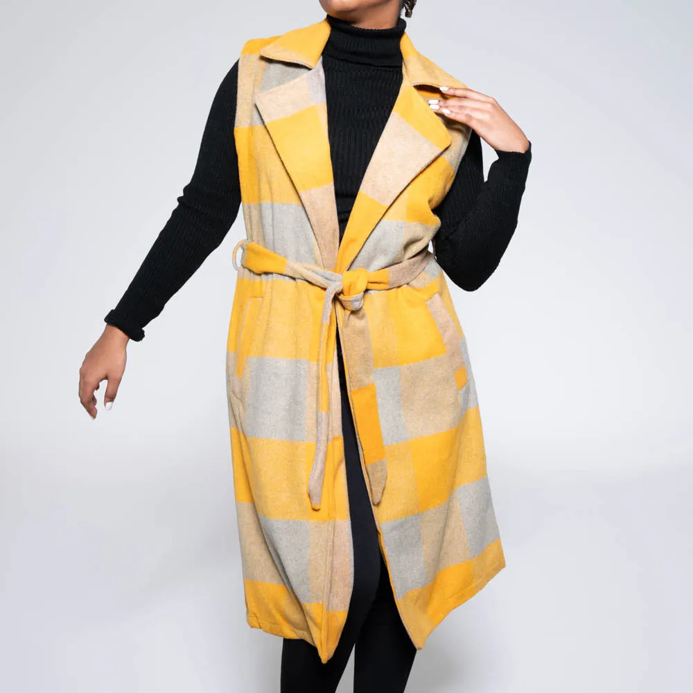 Sleeveless Melton Check Print Jacket sold by Fashion World