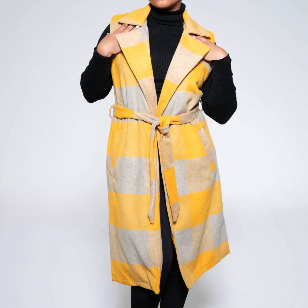 Sleeveless Melton Check Print Jacket sold by Fashion World product image thumbnail 2