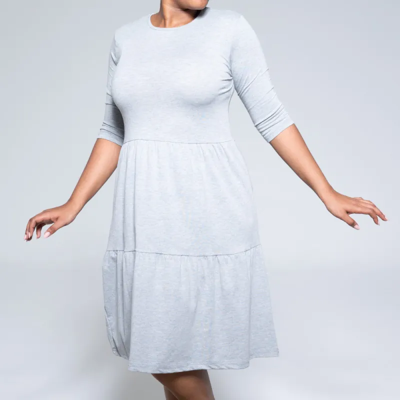 Grey 3/4 Sleeve Trapeze Dress sold by Fashion World