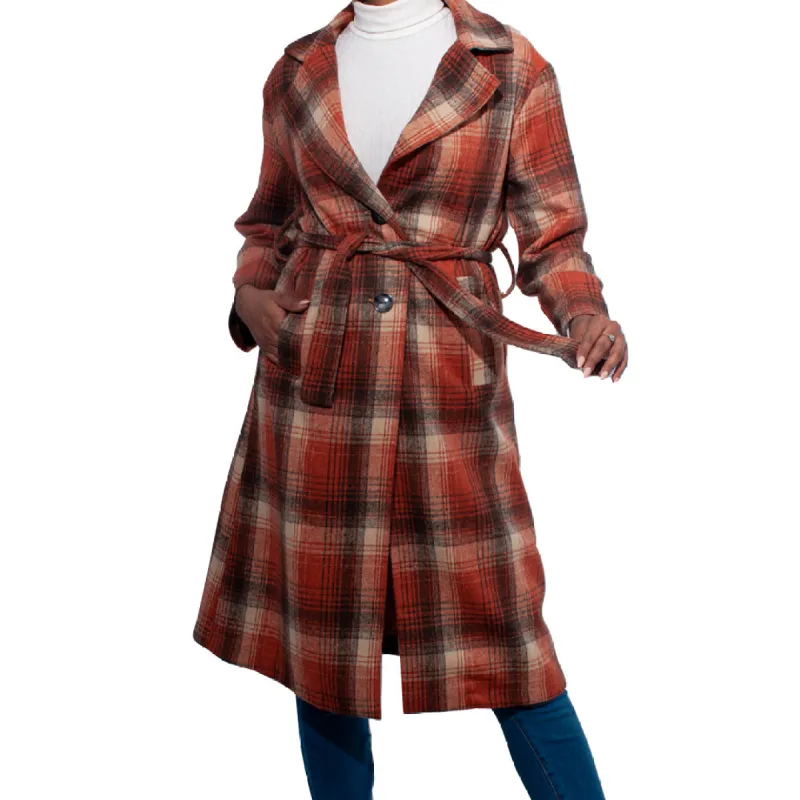 Rust Long Length Melton Jacket sold by Fashion World
