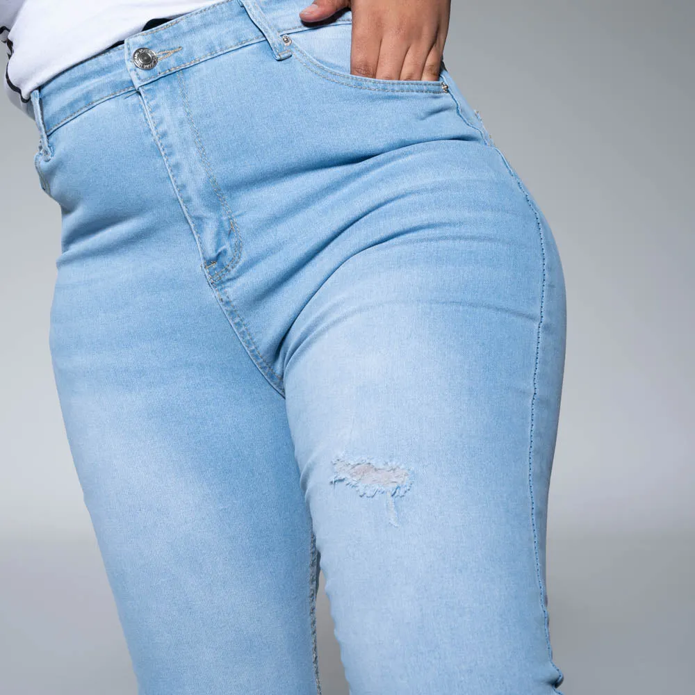 Light Wash Denim Skinny Jeans sold by Fashion World product image thumbnail 3