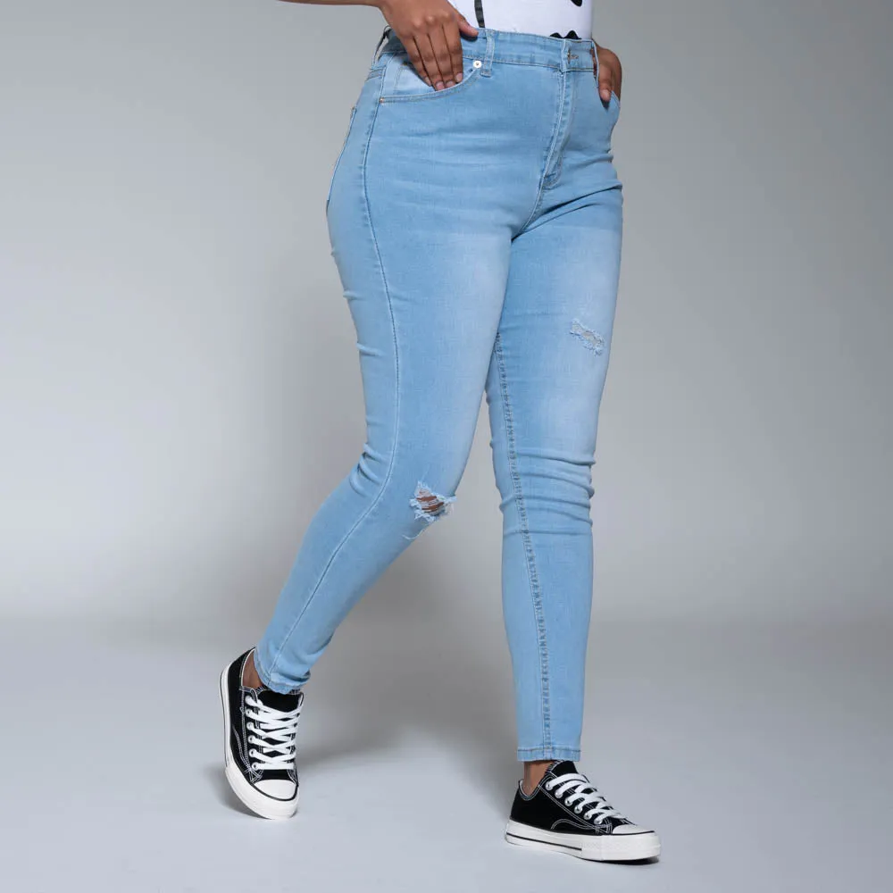 Light Wash Denim Skinny Jeans sold by Fashion World product image thumbnail 4