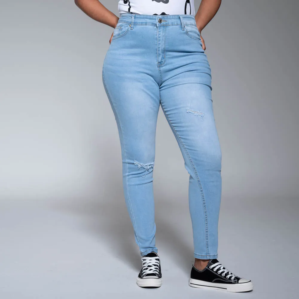 Light Wash Denim Skinny Jeans sold by Fashion World