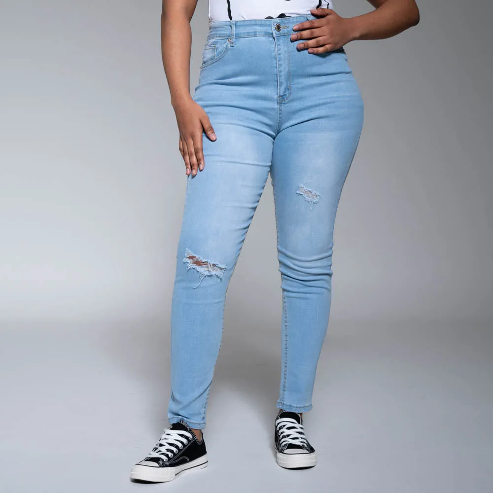 Light Wash Denim Skinny Jeans sold by Fashion World product image thumbnail 5