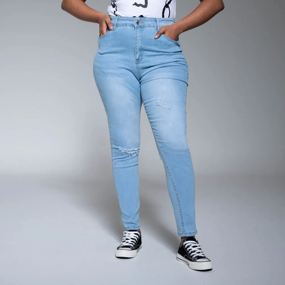 Light Wash Denim Skinny Jeans sold by Fashion World product image thumbnail 2