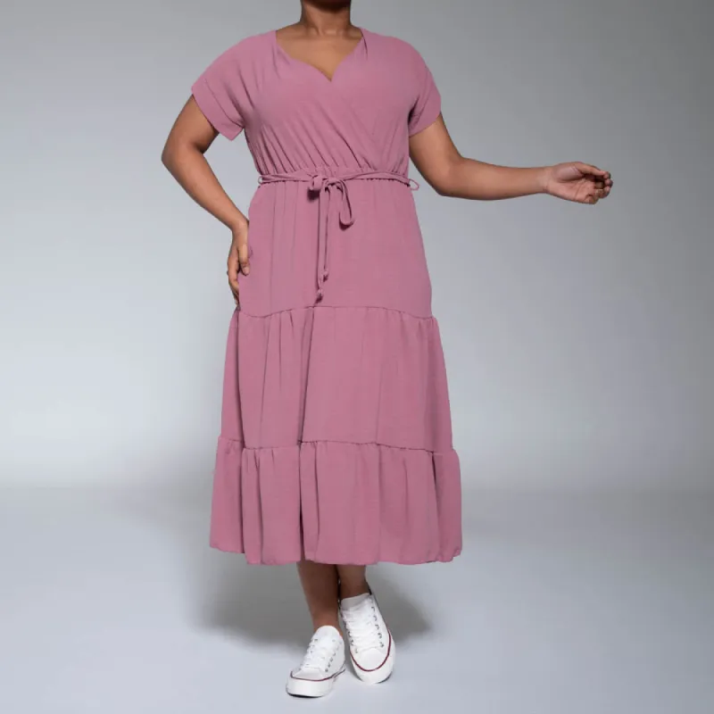 Mauve Cross Over Dress sold by Fashion World