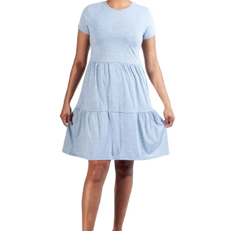 Grey Short Sleeve Trapeze Tiered Dress sold by Fashion World