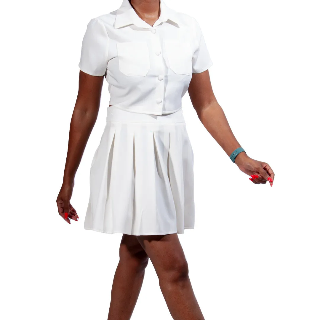 Ivory Button Down Crop Top sold by Fashion World product image thumbnail 2