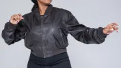 Ladies Dark Brown Bomber Jacket sold by Fashion World