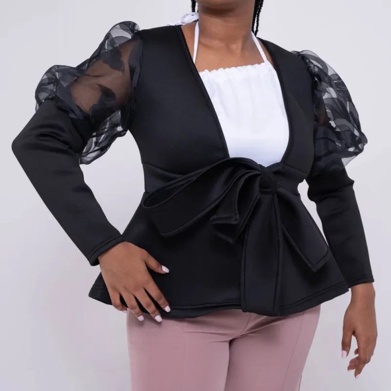 Mesh Contrast Black Scuba Blazer sold by Fashion World