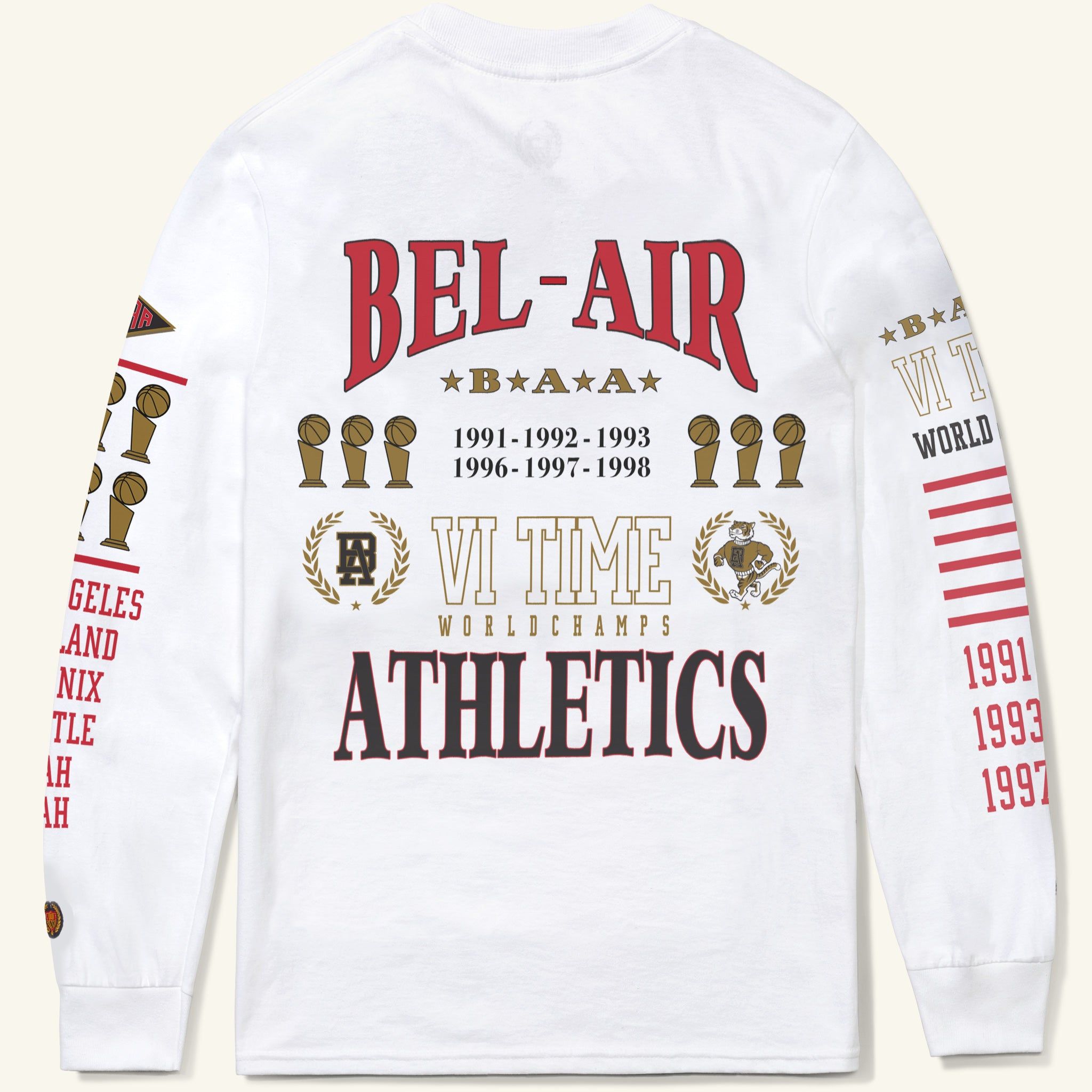 Six-Time Long-Sleeve Tee, White sold by Bel Air Athletics product image thumbnail 2