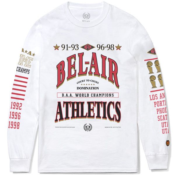 Six-Time Long-Sleeve Tee, White sold by Bel Air Athletics product image thumbnail 3