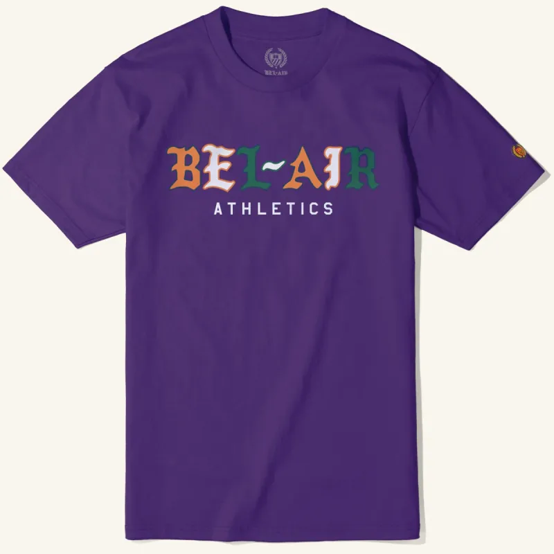 Gothic Mark Tee, Purple sold by Bel Air Athletics