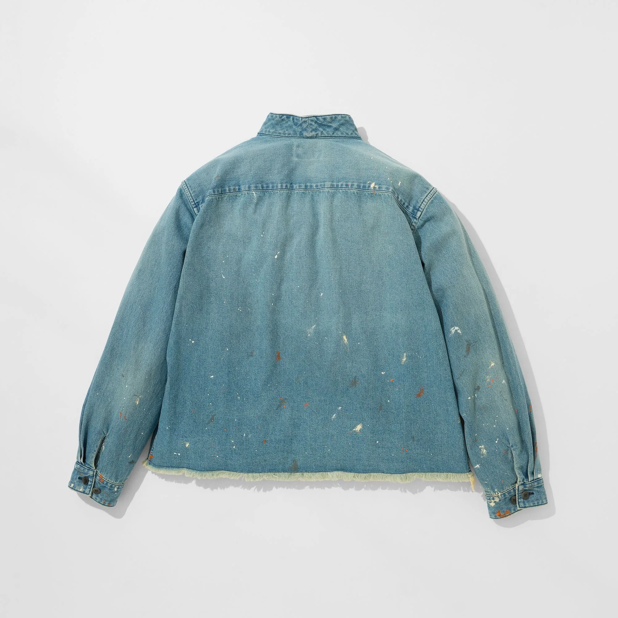 Denim Kimono Collar Cropped Jacket (Paint-Splattered) sold by Kuon product image thumbnail 5