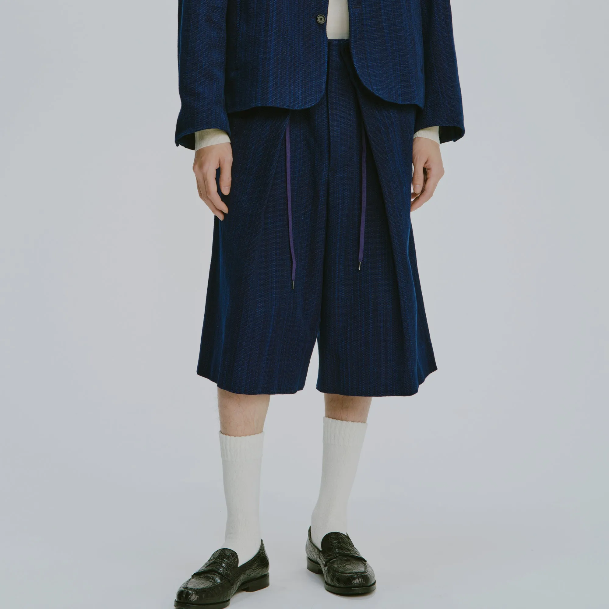 Aizome Sashiko 3/4 Hakama Trousers sold by Kuon