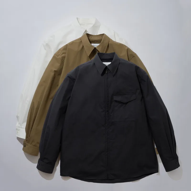 Cotton Poplin Zip-Up Shirt sold by Kuon