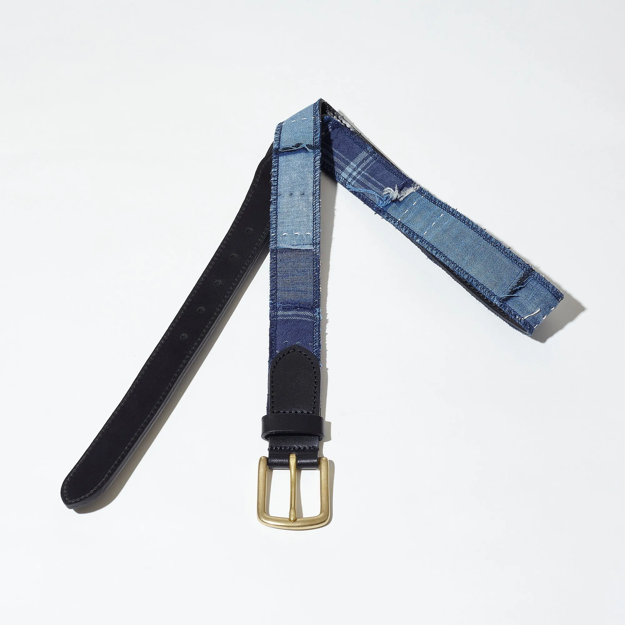 Leather Belt -UPCYCLED BORO TYPE02- sold by Kuon