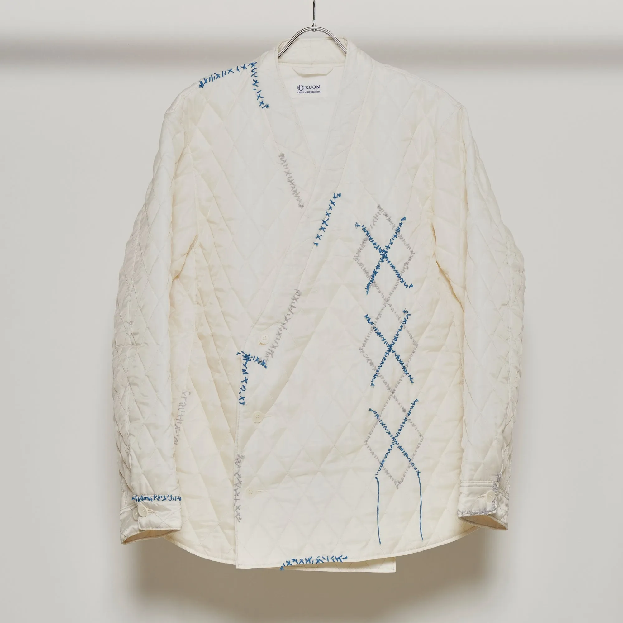 Kimono Collar Sashiko Quilted Shirket sold by Kuon