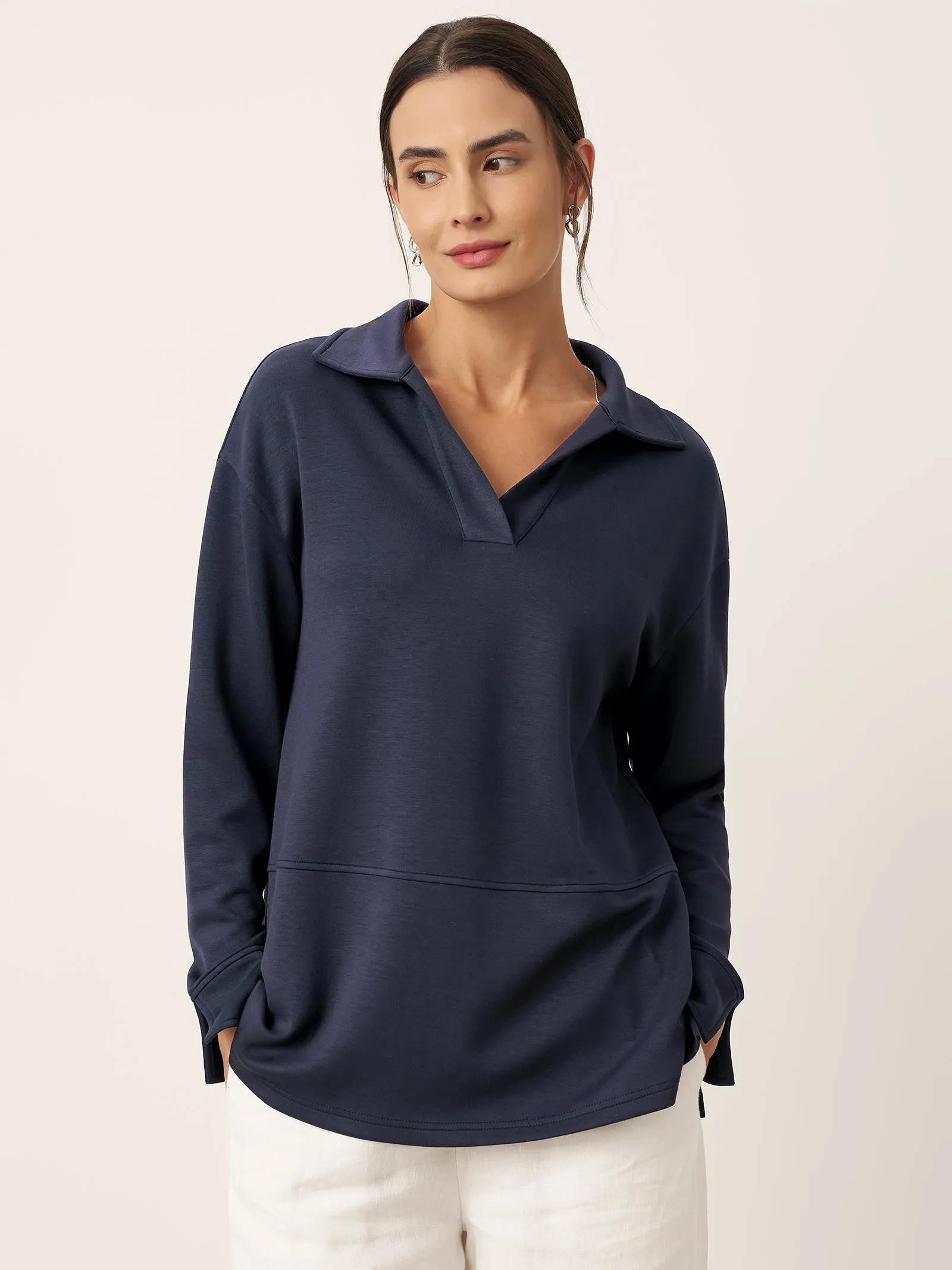 Split Hem Long Sleeve Top FAY sold by Lintico