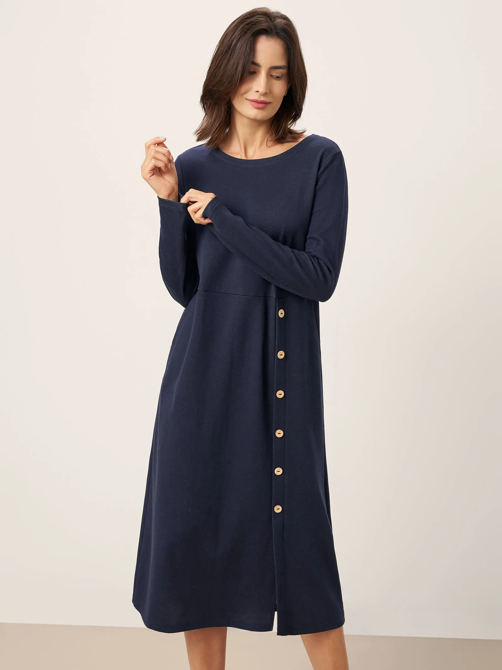 Cotton Contrast Button Midi Dress ALMA sold by Lintico product image thumbnail 5