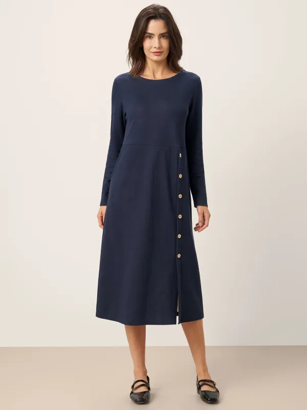 Cotton Contrast Button Midi Dress ALMA sold by Lintico