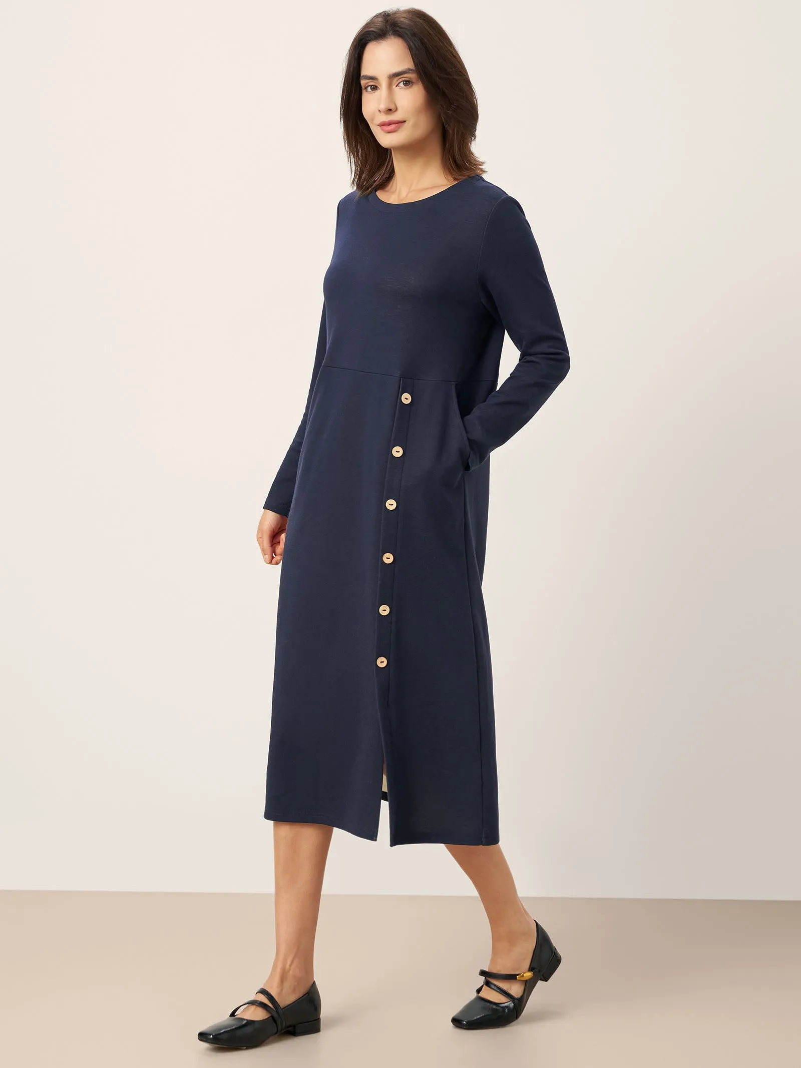 Cotton Contrast Button Midi Dress ALMA sold by Lintico product image thumbnail 3