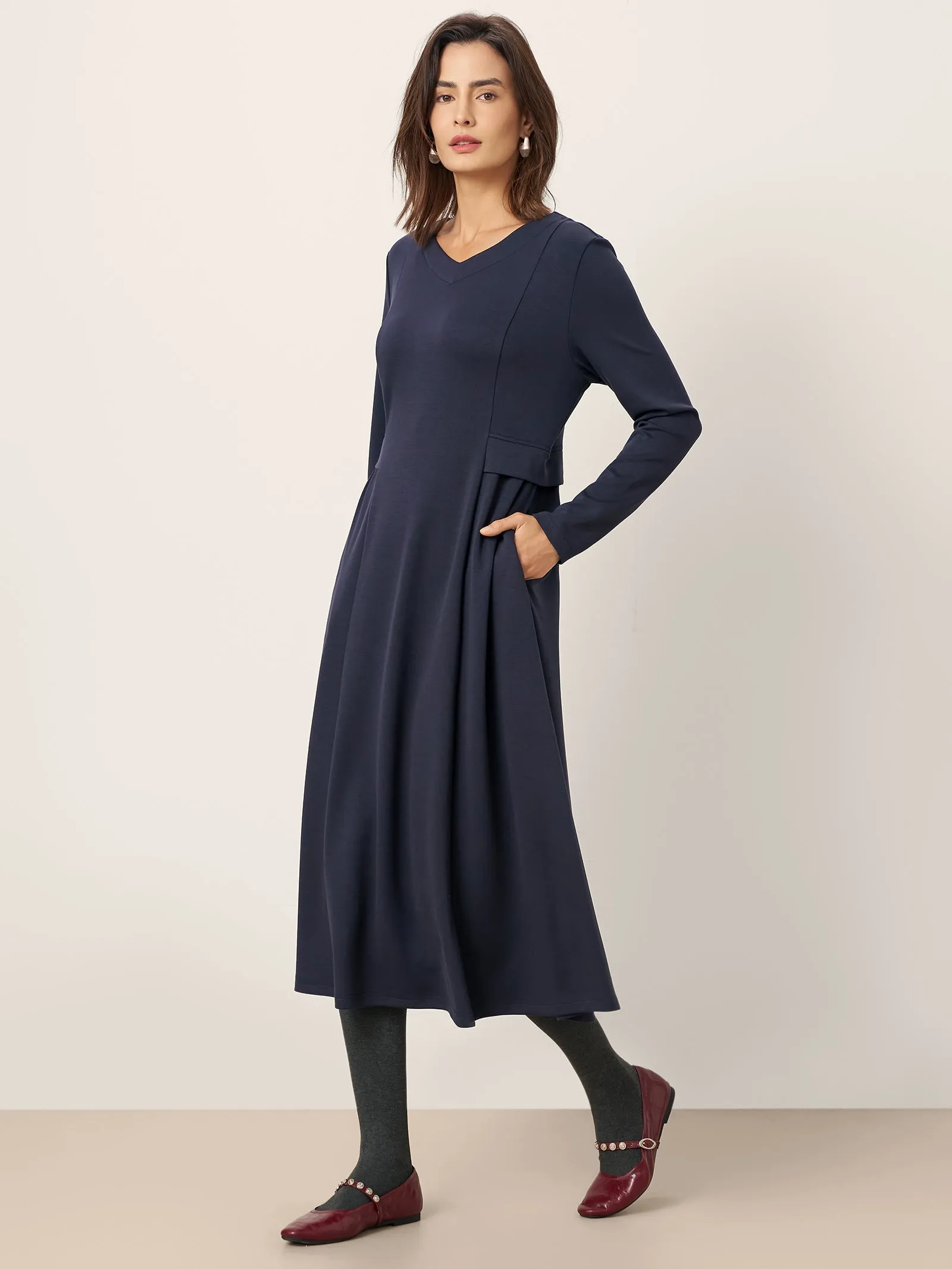 Pleated Waist Midi Dress BEATRICE sold by Lintico product image thumbnail 2