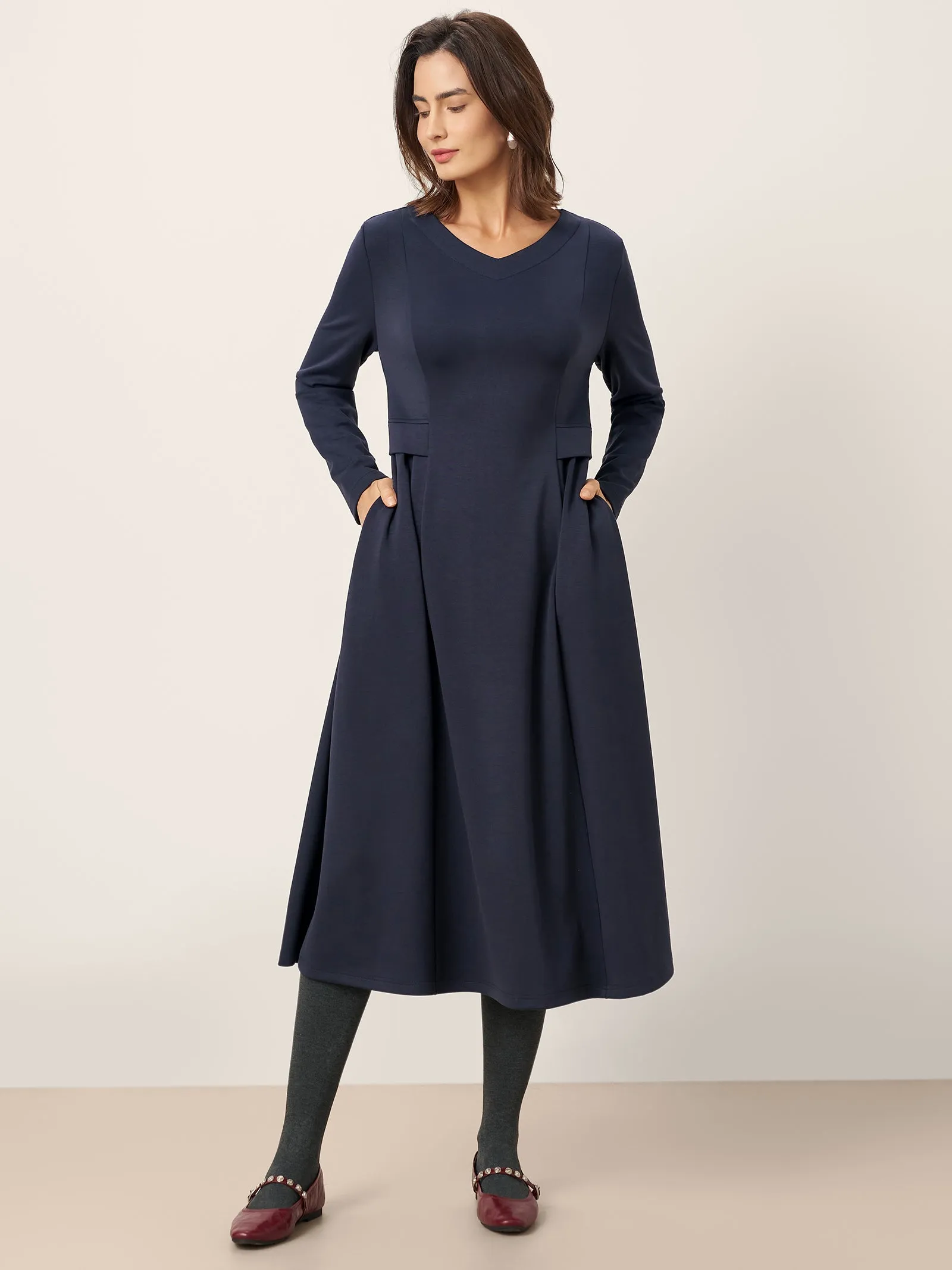 Pleated Waist Midi Dress BEATRICE sold by Lintico